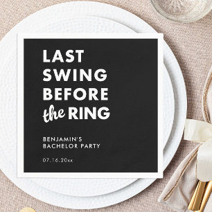 Last Swing Before the Ring Bachelor Party Minimal Napkins
