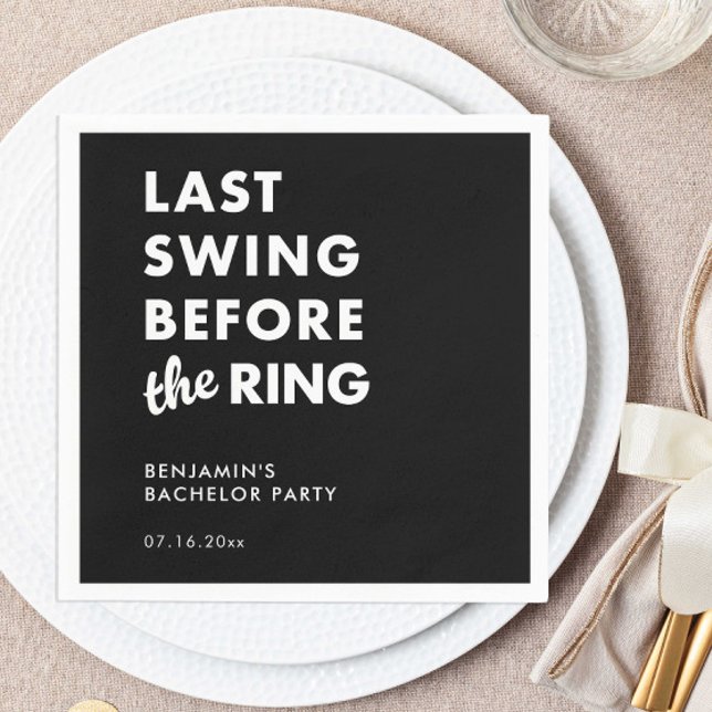 Last Swing Before the Ring Bachelor Party Minimal Napkins (Creator Uploaded)