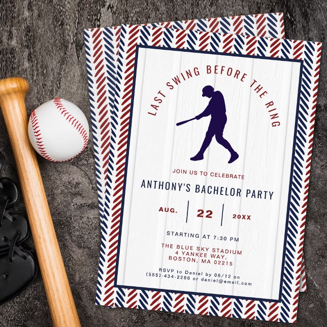 Last Swing Before The Ring Baseball Bachelor Party Invitation (Creator Uploaded)