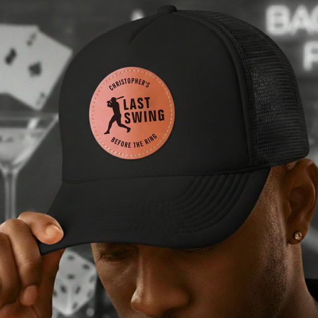 Last Swing Before the Ring Baseball Bachelor Party Leather Patch Hat (Creator Uploaded)