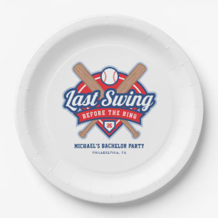 Last Swing Before the Ring Baseball Bachelor Party Paper Plates