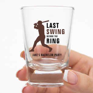 Last Swing Before the Ring Baseball Bachelor Party Shot Glass