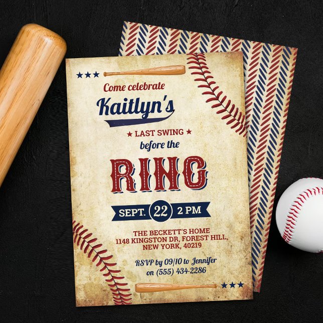 Last Swing Before The Ring! Baseball Bachelorette Invitation (Creator Uploaded)