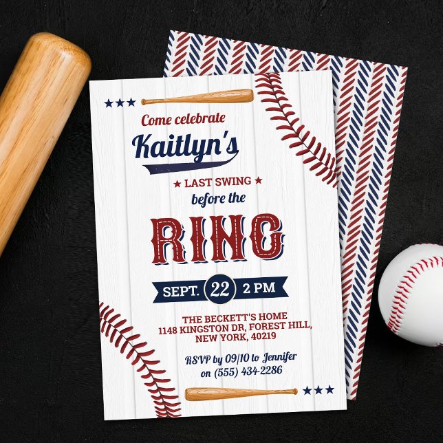 Last Swing Before The Ring! Baseball Bachelorette Invitation (Creator Uploaded)