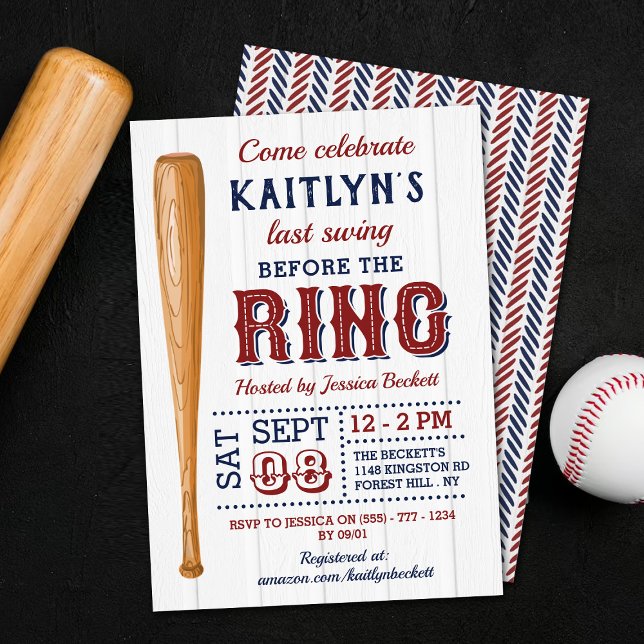 Last Swing Before The Ring! Baseball Bachelorette Invitation (Creator Uploaded)