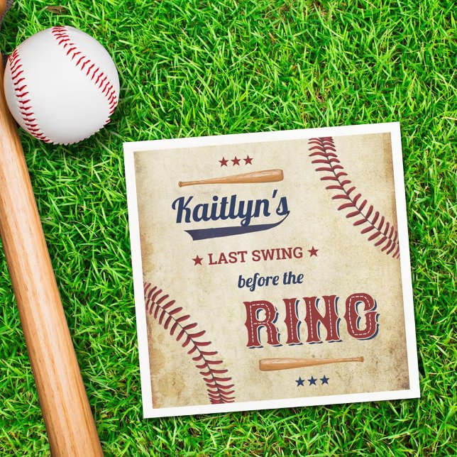 Last Swing Before The Ring! Baseball Bachelorette Napkins (Creator Uploaded)
