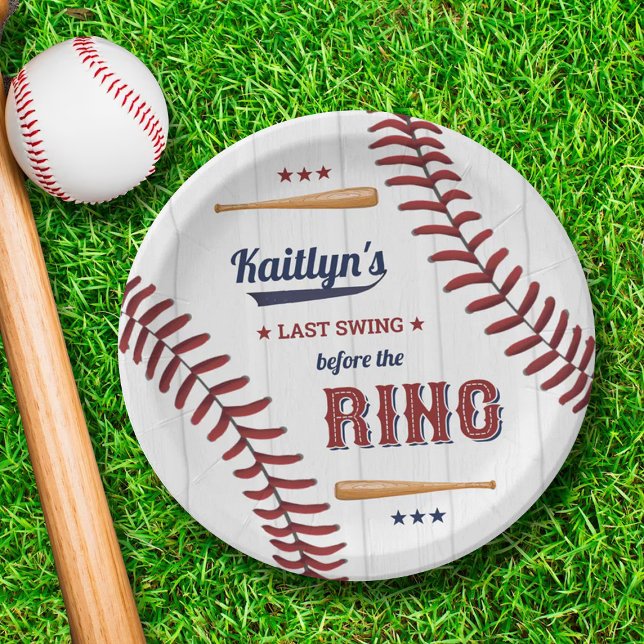 Last Swing Before The Ring! Baseball Bachelorette Paper Plates (Creator Uploaded)