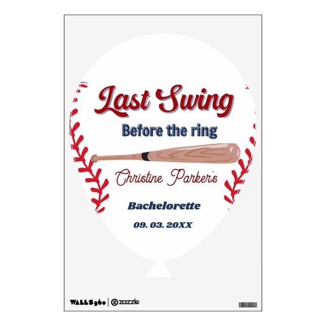Last Swing before the ring Baseball  Bachelorette Wall Decal (Front)