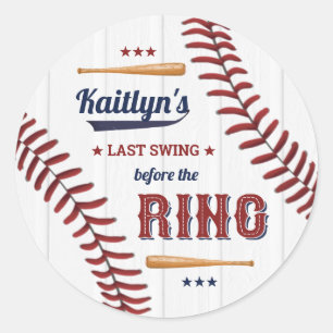 Last Swing Before The Ring! Baseball Bridal Shower Classic Round Sticker