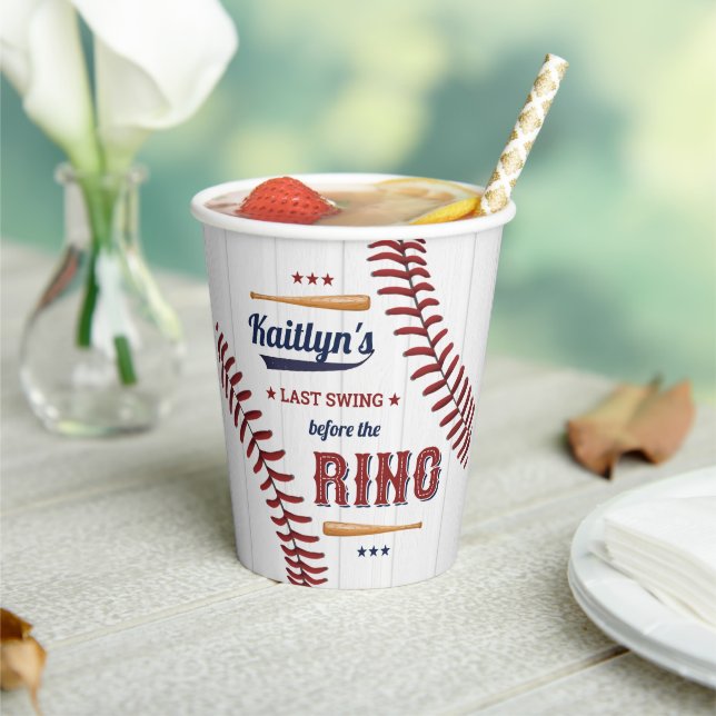 Last Swing Before The Ring! Baseball Bridal Shower Paper Cups (Insitu)