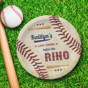 Last Swing Before The Ring! Baseball Bridal Shower Paper Plates
