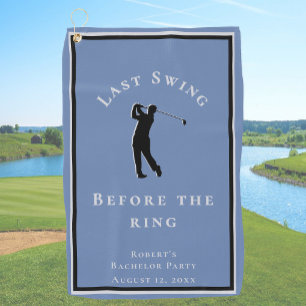 Last Swing Before The Ring Blue Bachelor Party Golf Towel