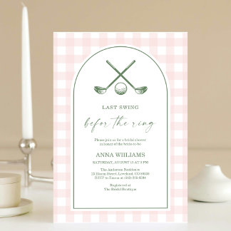 Last Swing Before the Ring Gingham Bridal Shower Invitation