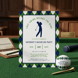 Last Swing Before the Ring   Golf Bachelor Party Invitation