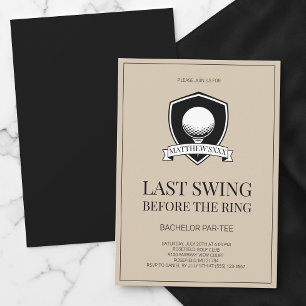 Last Swing Before the Ring Golf Bachelor Party Invitation