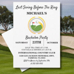 Last Swing Before the Ring   Golf Bachelor Party Invitation