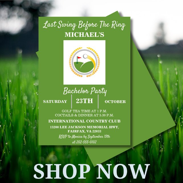 Last Swing Before the Ring | Golf Bachelor Party Invitation (Creator Uploaded)