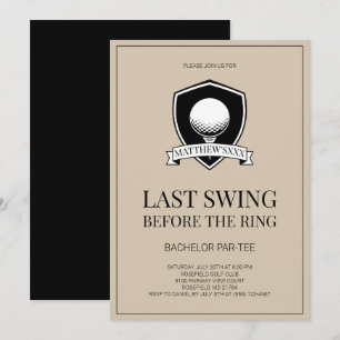 Last Swing Before the Ring Golf Bachelor Party Invitation