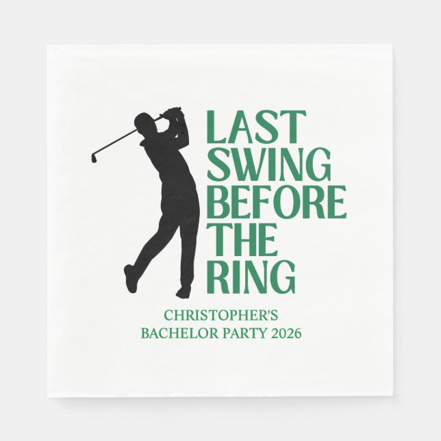 Last Swing Before The Ring Golf Bachelor Party Napkins (Front)