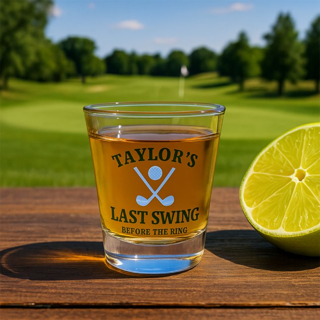 Last Swing Before The Ring Golf Bachelor Shot Glass (Last Swing Before The Ring Golf Bachelor Shot Glass by Ricaso. For the groom to be and his crew)