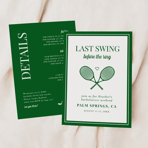 Last Swing Before the Ring Golf Bachelorette Invitation