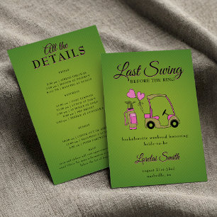 Last Swing Before the Ring Golf Bachelorette Party Invitation