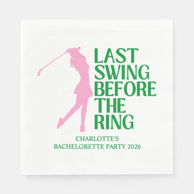 Last Swing Before The Ring Golf Bachelorette Party Napkins (Front)