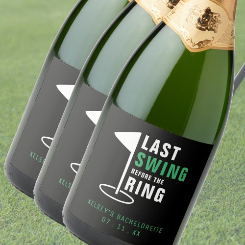 Last Swing Before the Ring Golf Bachelorette Party Sparkling Wine Label