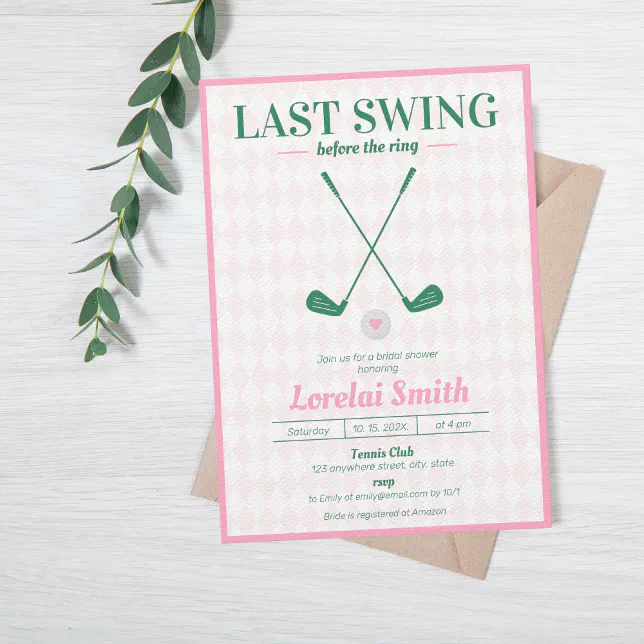 Last swing before the Ring Golf Bridal Shower Invitation Zazzle