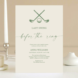 Last Swing Before the Ring Golf Bridal Shower Invitation