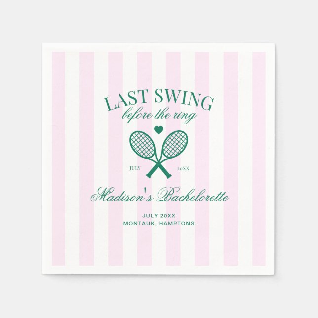 Last Swing Before The Ring Retro Tennis Bach Napkins (Front)