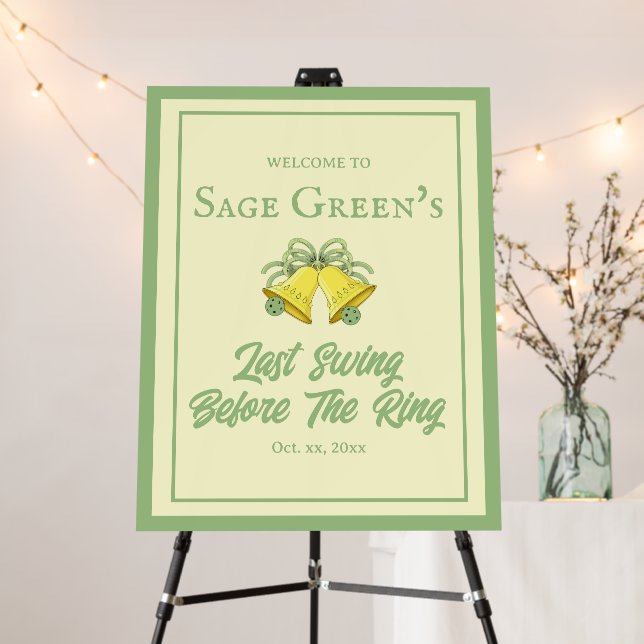 Last Swing Before the Ring Sage and Cream Wedding Foam Board (In Situ (Stand))