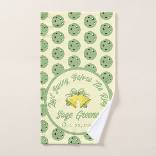 Last Swing Before the Ring Sage and Cream Wedding Hand Towel