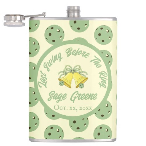 Last Swing Before the Ring Sage  Cream Pickleball Flask