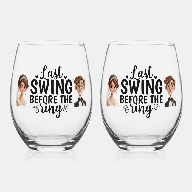 Last Swing Before the Ring Stemless Wine Glass (Front)