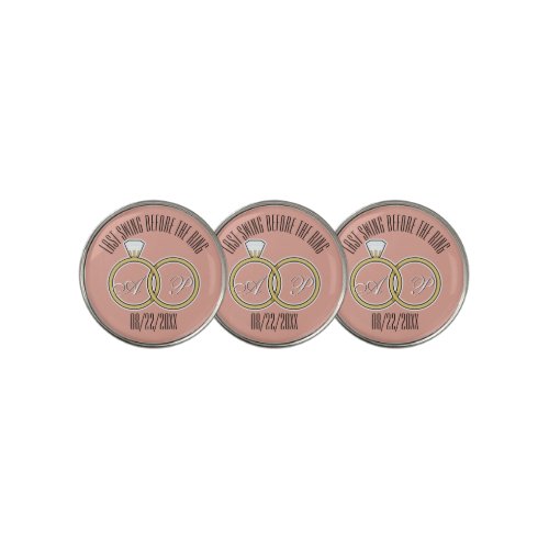 Last Swing Before the Ring Wedding Party Pink Golf Ball Marker