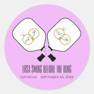 Last Swing Before the Ring Wedding Pickleball  Classic Round Sticker