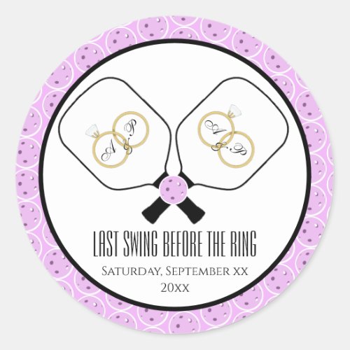 Last Swing Before the Ring Wedding Pickleball  Classic Round Sticker