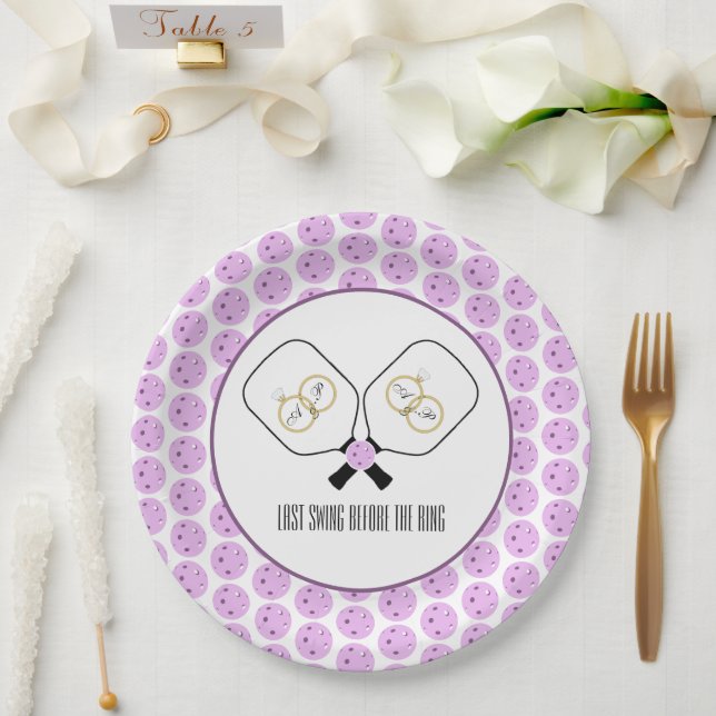 Last Swing Before the Ring Wedding Pickleball  Paper Plates (Wedding)
