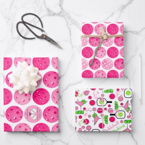 Last Swing Before the Ring Wedding Pickleball Pink Wrapping Paper Sheets