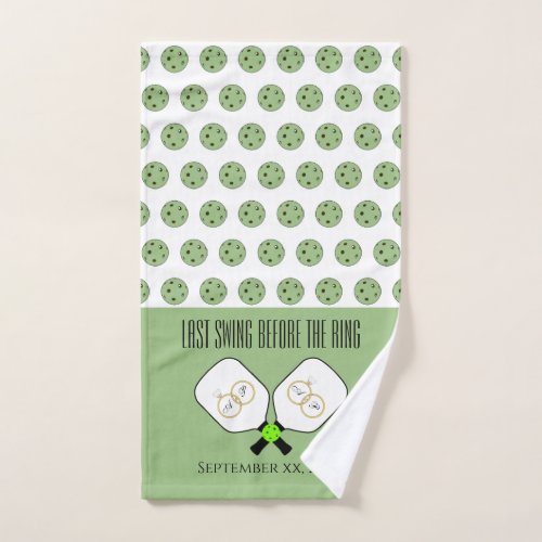 Last Swing Before the Ring Wedding Pickleball Sage Hand Towel