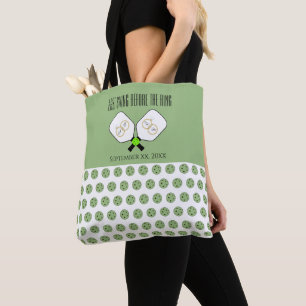 Last Swing Before the Ring Wedding Pickleball Sage Tote Bag