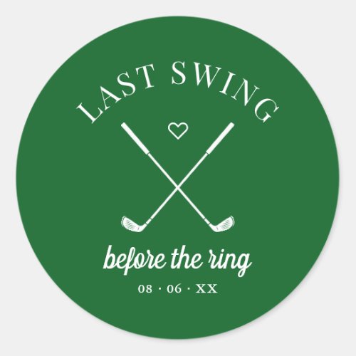 Last Swing Golf Bachelorette Classic Round Sticker