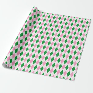 Last Swing Golf Bachelorette Pink Green Argyle Wrapping Paper