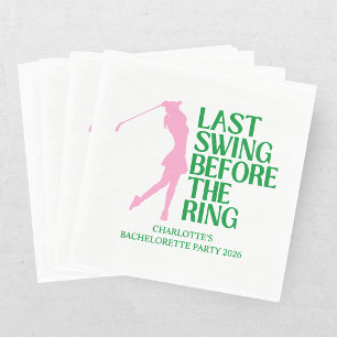Last Swing Golf Bachelorette Pink Green Napkins