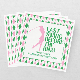 Last Swing Golf Bachelorette Pink Green Napkins