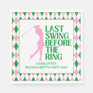 Last Swing Golf Bachelorette Pink Green Napkins