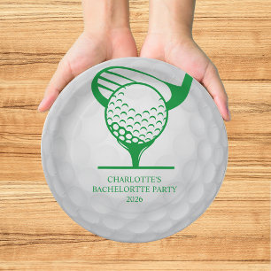 Last Swing Golf Bachelorette Pink Green Paper Plates