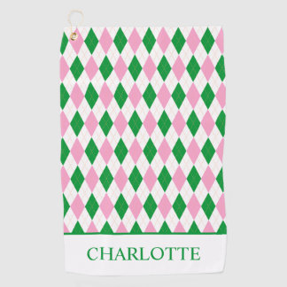 Last Swing Golf Bachelorette Pink Green Towel