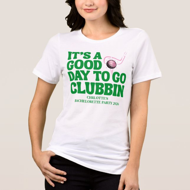 Last Swing Golf Bachelorette Pink Green Tri-Blend Shirt (Front)